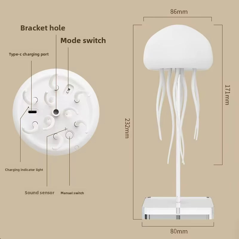 3D Movable Jellyfish Lamp USB Smart Voice Control Dimmable Color-Changing Creative Night Light Ocean Anime Light Sign Ornaments